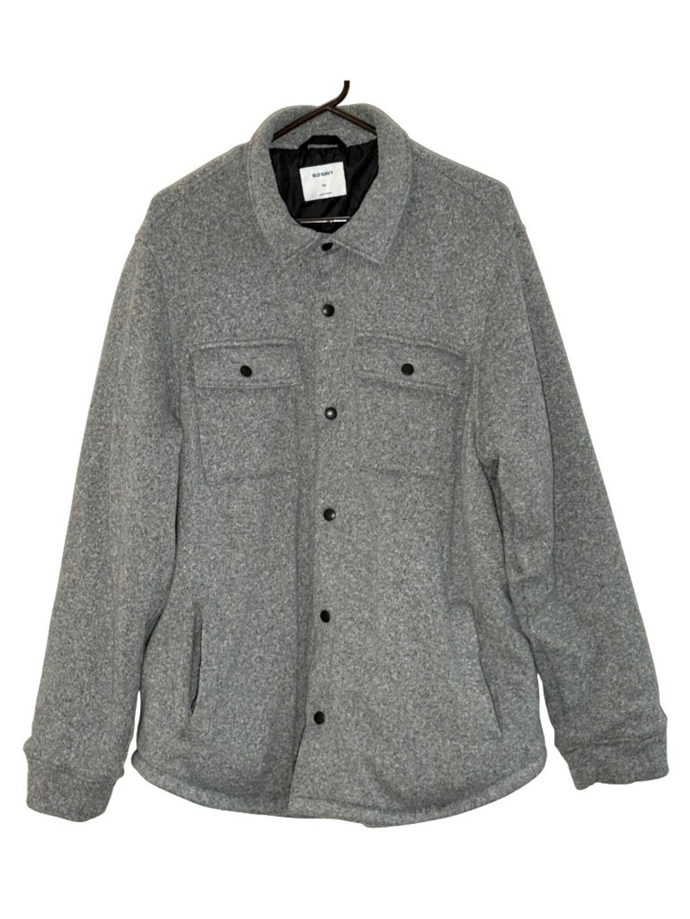 Old Navy Mens Gray Quilted Snap-Up Jacket Shacket XXL Outdoors Workwear Shirt